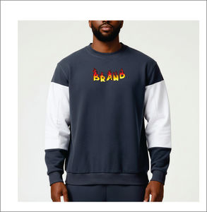 เสื้อสเวตเชิ้ตคอกลมโอเวอร์ไซส์ผ้าฝ้าย 100% ตัดเย็บตามสั่งสำหรับผู้ชาย ฤดูหนาว ปักลาย ระบายอากาศได้ดี สไตล์ฮิปฮอป ใส่สบาย - Product Image 4