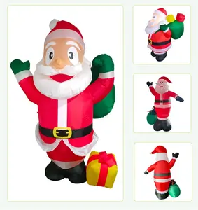 8ft Christmas Inflatable Xmas Decorations Blow Up Santa Carry Gift Bag Party Yard Decoration With Build In Led Light