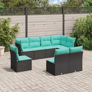 Conjunto de Sofás Modulares Grandes de Ratán PE Negro para Jardín, Elegante Espacio de Vida al Aire Libre - Product Image 1