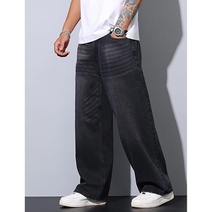 Men <b>Hip</b> Hop Streetwear Jeans Oversized Baggy Wide Leg Denim Pants Casual Fashion Clothing - Product Image 3