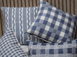 <b>Blue</b> Linen Luxury Handmade Embroidered Anti-Bacteria Washable Customizable Cushion Cover <b>Throw</b> Pillow Case Home Decor - Product Image 4