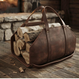 Factory Genuine Leather Firewood <b>Log</b> Transport Bag Heavy Duty Portable Wood Carrying Tote <b>Fireplace</b> Gear LLR-0128 - Product Image 6