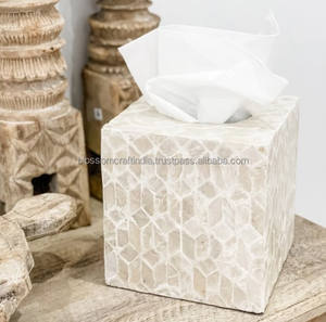 Boîte à mouchoirs artisanale haut de gamme en nacre, avec incrustation décorative en coquillage, couvercle rectangulaire pour salon, chambre et hôtel - Product Image 5