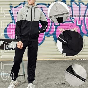 Men Contrast Panel Tracksuit Sportswear Set Premium Hoodie <b>Jogger</b> Tracksuit Casual Wear Tone Hoodie And <b>Jogger</b> Sportswear Set - Product Image 5