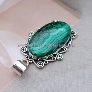 Collier pendentif en argent sterling 925 massif fait à la main en forme d'amoureux de pierres précieuses de grande taille bijoux cadeaux en argent et plaqué rhodium - Product Image 3