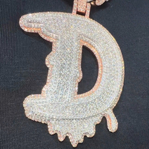 Pendentif en moissanite et argent sterling 925, style hip hop, plaqué or 24 carats, tendance. - Product Image 6