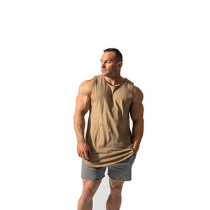 Camisetas sin mangas con capucha para hombre, talla grande, transpirables, de algodón ecológico, para entrenamiento, culturismo, deportivas, estilo stringer, corte muscular. - Product Image 2