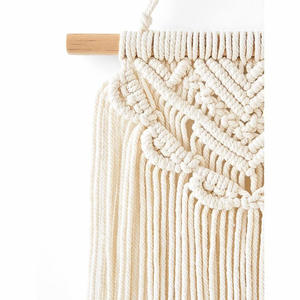 Set of 2 Boho Macrame <b>Wall</b> Hanging Cotton Rope with Wooden Stick Tassel <b>Wall</b> Tapestry for Bedroom Living Room <b>Nursery</b> 12x30 inch - Product Image 4