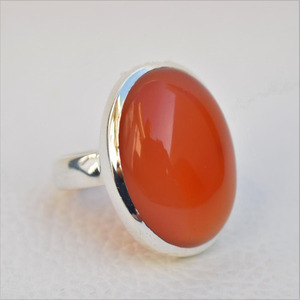 Magnifique bague en cornaline naturelle, argent 925, bijoux en pierres précieuses faits à la main, bague unisexe - Product Image 1