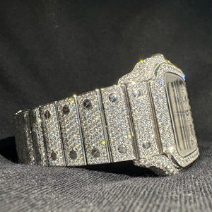 Reloj de Cuarzo Cuadrado de Lujo para Hombre con Cristales VVS Moissanite Color D, Elegante y Prestigioso, Accesorios de Lujo de Primera Calidad - Product Image 1