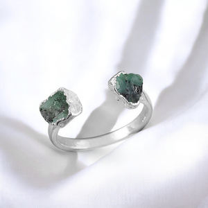 <b>Emerald</b> Gemstone Adjustable <b>Ring</b> 925 Sterling <b>Silver</b> Gold Finish | Handmade Birthstone <b>Ring</b> - Product Image 1
