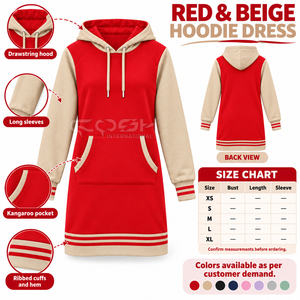 เสื้อสเวตเชิ้ตมีฮู้ดสีแดงเบจแบบมีกระเป๋า  สำหรับพี่น้องสมาคมนักศึกษาหญิงคอช อินเตอร์เนชั่นแนล  สวมใส่สบายๆ ในช่วงฤดูใบไม้ร่วง - Product Image 6