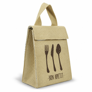 Sac à déjeuner isotherme en jute, sac isotherme laminé PP, doublure en feuille d'aluminium, fermeture velcro, logo personnalisé, vente en gros, OEM, marque privée, 19,5x24x10 cm - Product Image 6