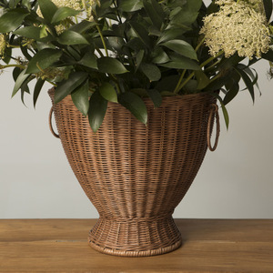 Vase décoratif en rotin, couvercle de pot de fleurs en osier naturel, support rond décoratif pour plantes, pour décoration intérieure et extérieure - Product Image 6
