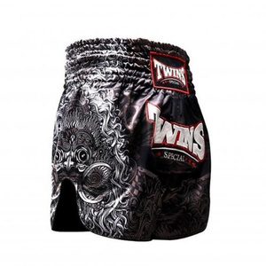 กางเกงมวยไทยชาย RTS Wholesale Twin Special สีดำ ผ้าซาติน พิมพ์ลาย เอวยางยืด สปอร์ต รุ่น AI-MTS-19 - Product Image 2
