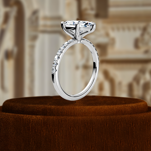 Anillo de Compromiso Marquise de 6 Puntas en Oro Sólido de 14k, Anillo de Novia con Diamante Cultivado en Laboratorio de 1CT, Anillo Solitario con Diamantes Pavé, Anillo de Promesa - Product Image 6