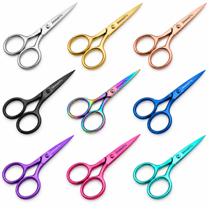Ciseaux à cuticules en acier inoxydable à lame fine et droite, outil de beauté de précision pour les ongles, les sourcils et les cils, plusieurs couleurs - Product Image 1