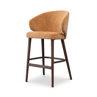 Tabouret de bar moderne en velours avec structure en bois, design mid-century pour bar à domicile