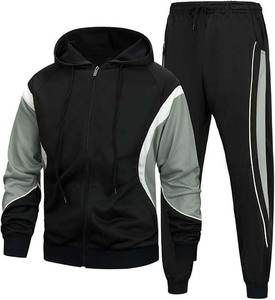 Ensemble de survêtement pour homme personnalisé, veste zippée en polaire légère, pantalon assorti, 100% coton, écologique, vêtements de rue modernes pour tous les jours - Product Image 1