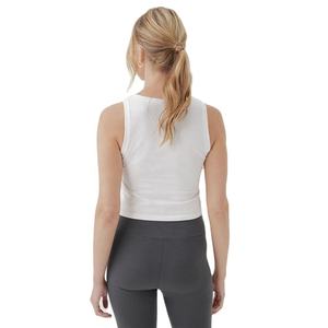Camiseta sin mangas de punto blanca para mujer, cuello redondo, color liso, ropa informal, transpirable, longitud regular - Product Image 5