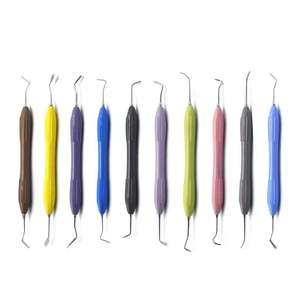 Kit de 10 instruments dentaires pour composites, avec manche en silicone, curettes colorées, kit de restauration, certifié CE - Product Image 5