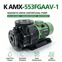 K AMX-553FGAAV-1 PP+GF Pompa Transfer Air Industri Sentrifugal Penggerak Magnetik Pompa Kimia Tahan Korosi Semikonduktor