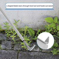 Désherbeur à manche long en acier inoxydable pour crevasses, outil de désherbage de patio, éliminateur de mousse