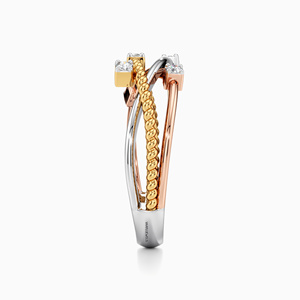 Anillo de Diamantes Cultivados en Laboratorio de Lujo con Múltiples Hileras Cruzadas para Mujer, Oro de 10K, 14K, 18K, Plata 925, 935, Joyería Fina de Dos Tonos - Product Image 3