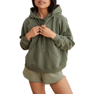 Sweat-shirt à capuche pour femme, hiver, surdimensionné, respirant, 100% coton, couleur unie, confortable, doux, manches longues, pour un look décontracté - Product Image 1
