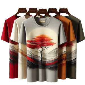 เสื้อยืดพิมพ์ลายสไตล์สตรีทแวร์สำหรับผู้ชายคอกลมแขนสั้นผ้าฝ้ายถักอย่างดีพิมพ์ลายคุณภาพสูง - Product Image 5