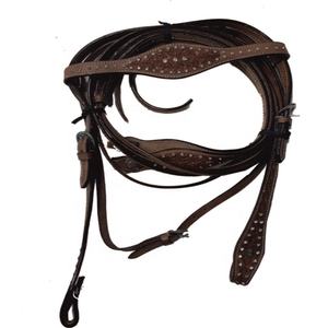 Portable Western Head Stall Qualité DD Cuir Outillage À La Main Sculpture Cristal Décoration Durable avec Rênes - Product Image 1