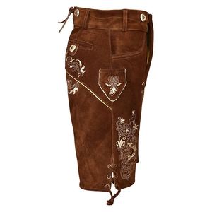 Auténticos pantalones de cuero de gamuza bávaros para hombre, traje tradicional de Oktoberfest, pantalones cortos de cuero bordados con tirantes. - Product Image 4