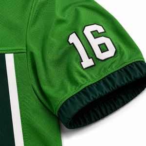 Maillot de football américain personnalisé, col en V, manches courtes, respirant, séchage rapide, 100% polyester, vert, vêtements de sport pour adultes - Product Image 3