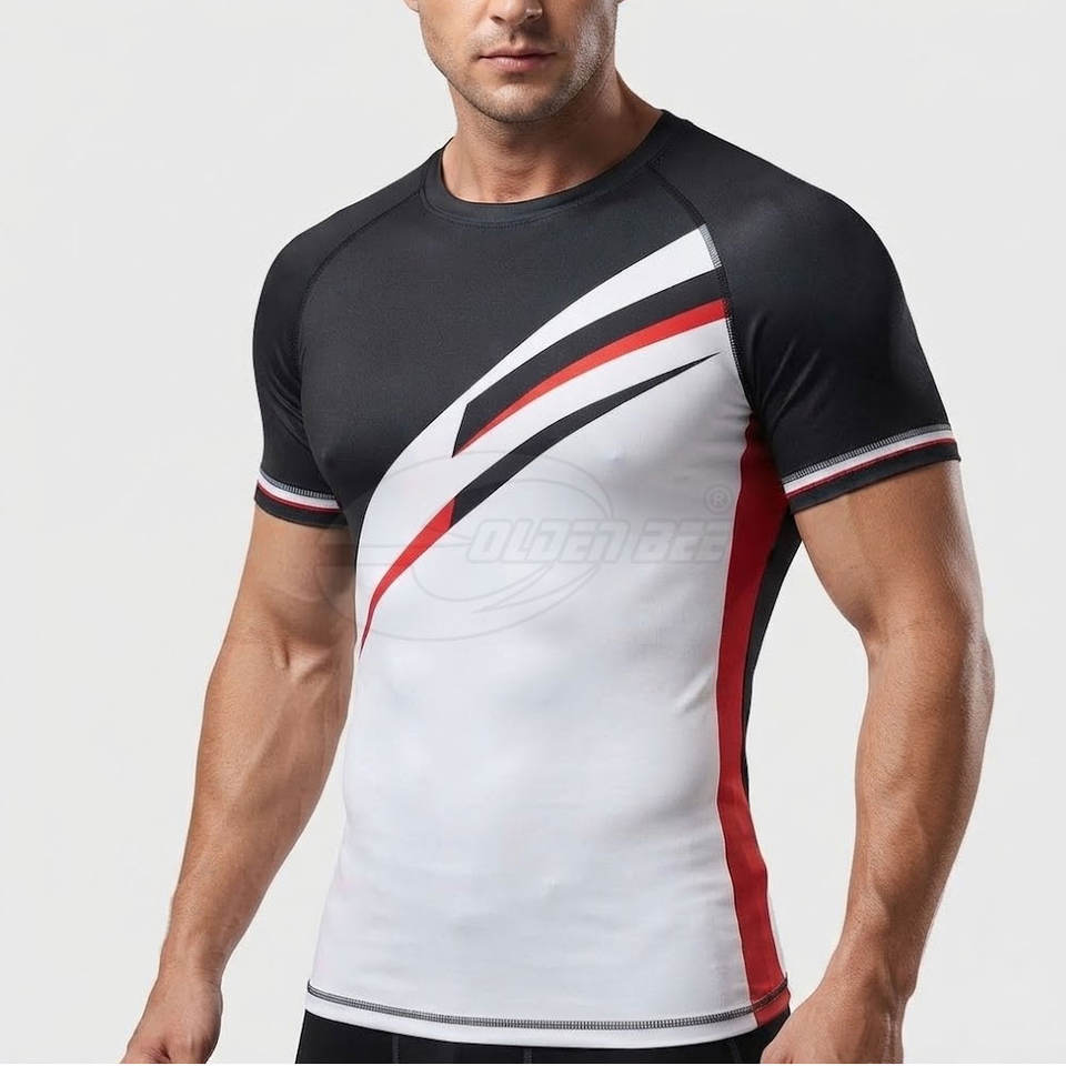Men Active Training Rash Guard Short Sleeve Breathable Quick Dry Sports ...