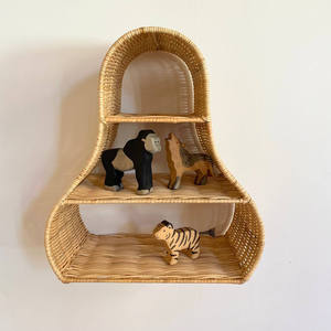 Bell Shaped Rattan <b>wall</b>-<b>mounted</b> <b>shelf</b> for kids Woven Floating Storage Rack Boho Nursery <b>Wall</b> Decor Storage Display <b>Shelf</b> Pack - Product Image 3