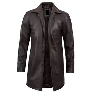 Meilleur prix de gros pour manteau en cuir pour homme, manteau long d'hiver, sur mesure, de haute qualité, style décontracté, poches latérales, tendance - Product Image 4