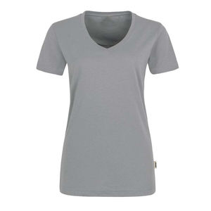 T-shirts pour femmes en tricot uni vintage à col en V, respirants, séchage rapide, coupe décontractée, 100% coton, écologiques, été, OEM - Product Image 3