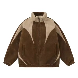 <b>Men</b> <b>Sherpa</b> Fleece <b>Jacket</b> Stand Collar Zip Up <b>Sherpa</b> Lined Winter Coat Contrast Color Streetwear Outerwear - Product Image 4