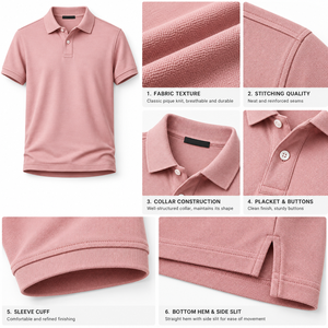 Polo de Manga Corta Gris Sólido para Hombre, Camiseta Polo Casual de Punto con Cuello de Botones, Clásica y Versátil, de Alta Calidad - Product Image 2