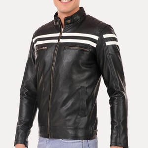 Chaqueta de Cuero para Hombre, Estilo Biker, con Cierre Frontal, Manga Larga, Precio Económico, Corte Regular, Gruesa, para Invierno - Product Image 2