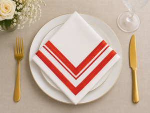 Chevron Border <b>Linen</b> <b>Cloth</b> Napkins Square Dinner Napkins Reusable <b>Table</b> <b>Linen</b> for Wedding Party Dining - Product Image 5