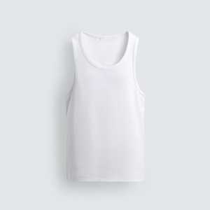 <b>Men's</b> <b>White</b> Ribbed Cotton Breathable Muscle Fit <b>Tank</b> <b>Top</b> Sleeveless OEM Custom Logo Wholesale - Product Image 1