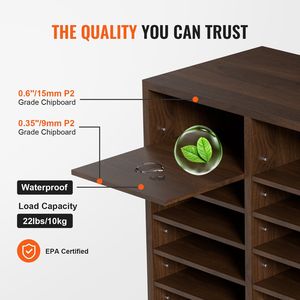 Organizzatori in Legno Regolabili per Documenti con 36 Scomparti, Classificatore per Ufficio 39.3x12x26.8 Pollici, Organizzatori da Parete con Chiave - Product Image 3