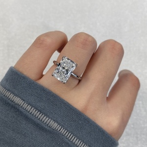5.12ct Elongated Radiant Moissanite Solitaire Ring Minimalist White Gold Wedding Band IGI certified solitaire ring - Product Image 3