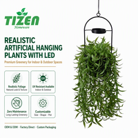 Plante Artificielle Suspendue de 60 cm avec Lumière LED, Fausse Vigne Verte, Support Noir, Matériau PE Résistant aux UV pour Intérieur et Extérieur