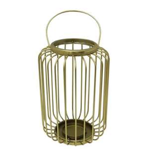 Lanterne en fer forgé faite à la main, de couleur antique et dorée, de forme ronde, lanterne suspendue pour la décoration de la maison, porte-bougie fait à la main - Product Image 4