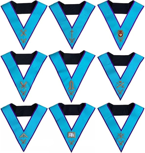 Ensemble de colliers d'officier maçonniques Memphis Misraim, brodés à la main, avec étui pour tablier, pour collier complet Royal Arch et broderie. - Product Image 3