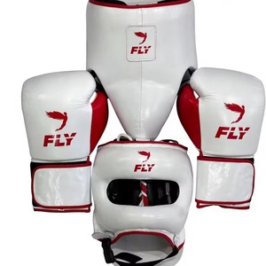 Gants de boxe Fly blancs et rouges à lacets en PU, à doigts entiers, pour adultes, entraînement et sparring - Product Image 4