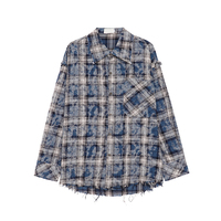 Kemeja Pria Ukuran Besar Model Vintage Plaid Distressed Bahan Katun, Harga Terjangkau, Dapat Dipesan Sesuai Keinginan