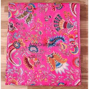 Edredón Kantha de Algodón Orgánico, Estampado, Hecho a Mano en India, Vintage, Cosido a Mano, para Hotel y Hogar, Ecológico, para Todas las Estaciones - Product Image 5